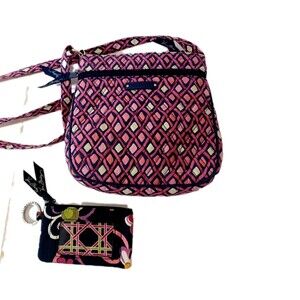 Vera Bradley Hipster crossbody With Free ID Coin Purse Key Chain Pink Diamond